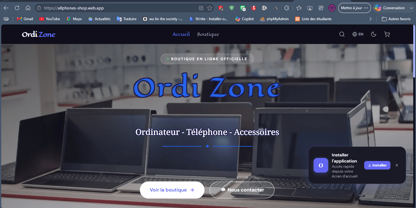 OrdiZone— Boutique en ligne intallable